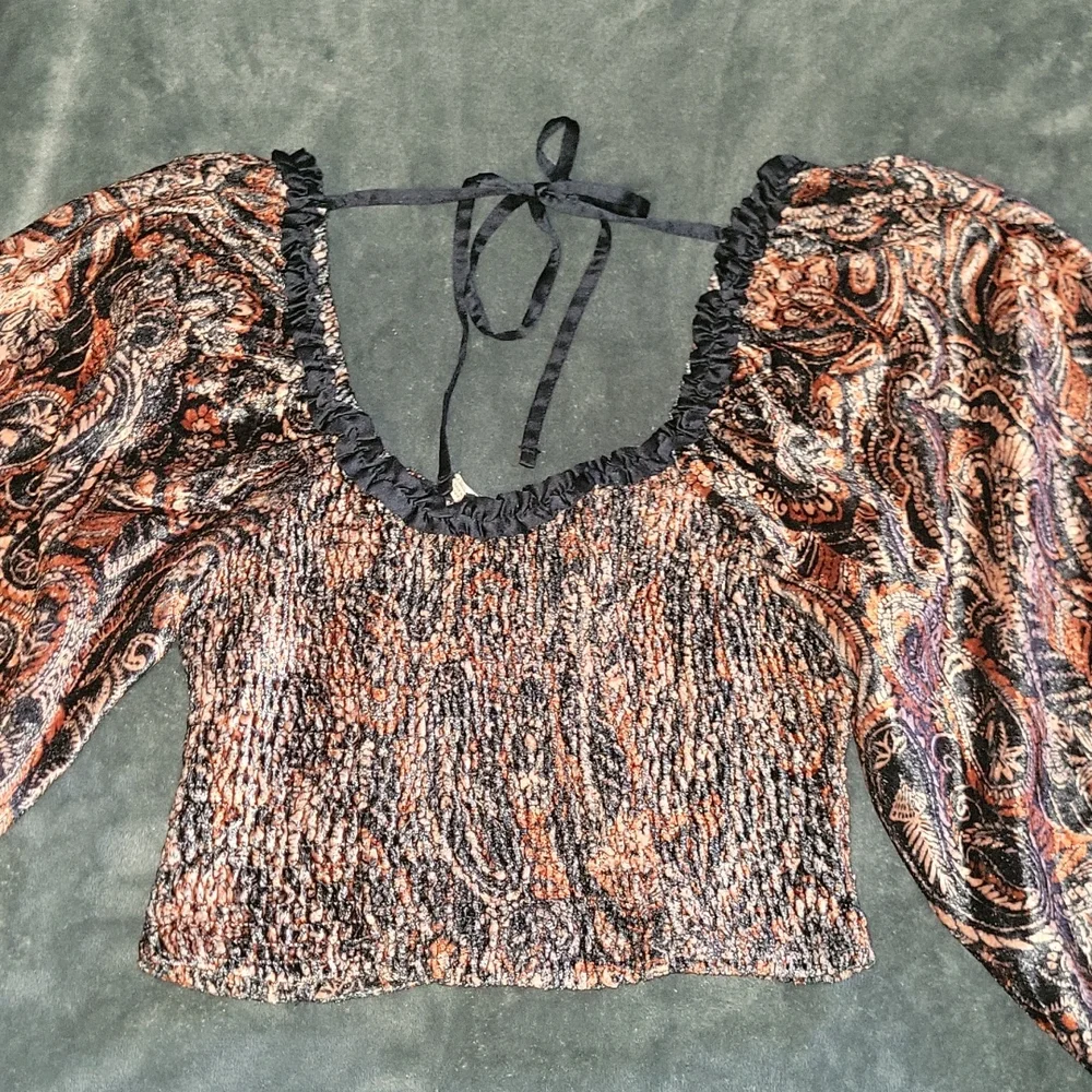 🌹NWT🌹FREE PEOPLE Dare Me Velvet Blouse, sz XS - Picture 5 of 9